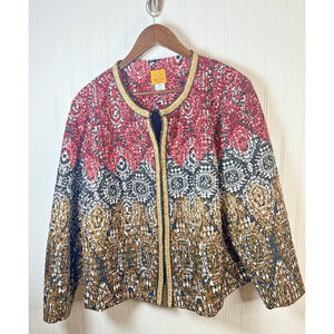 Vintage Ruby Rd. Plus Size 18W Embellished Jacket • Printed Border Trim • Rare R